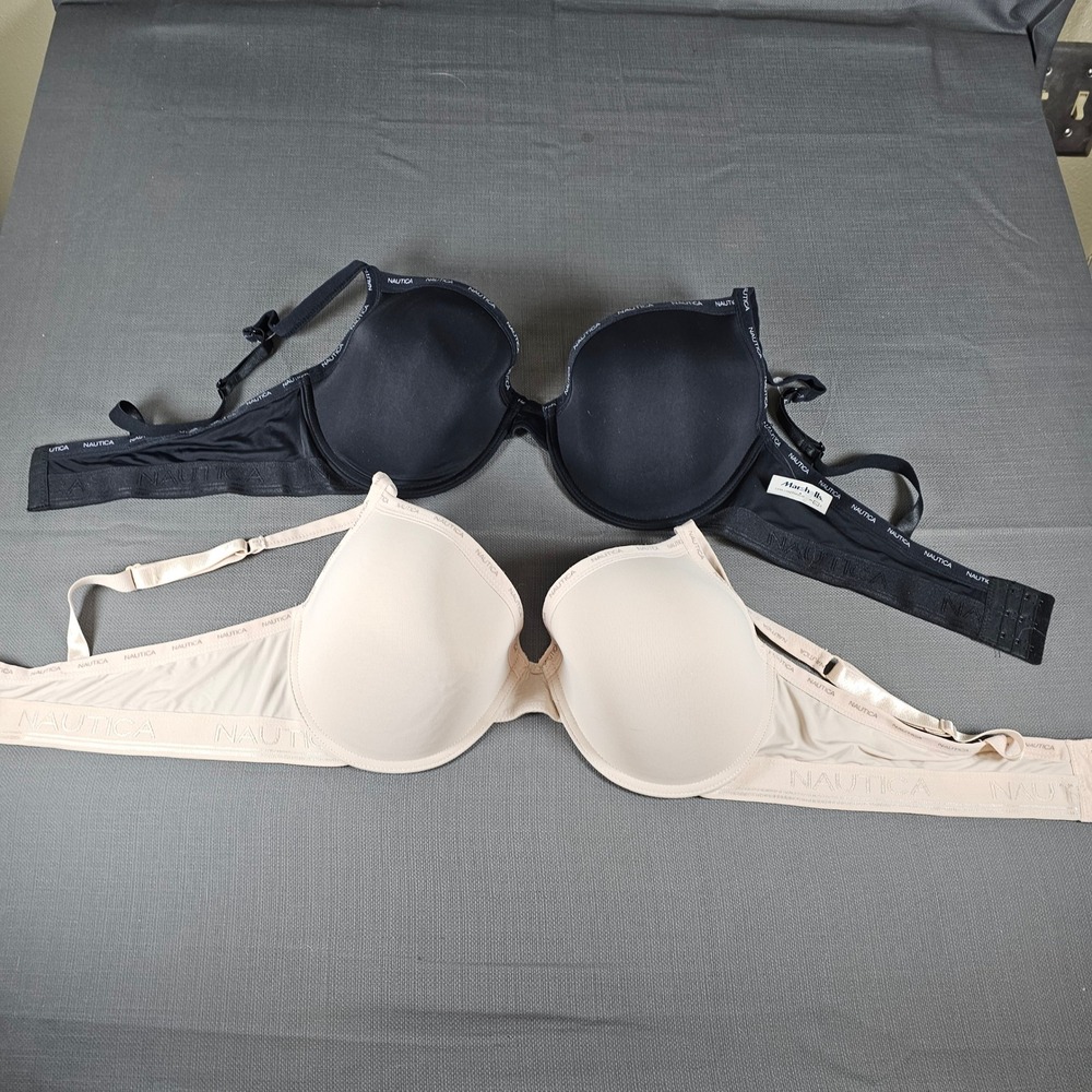 Nautica Intimates Black and Nude T-shirt Bra Set Women's 38D‎